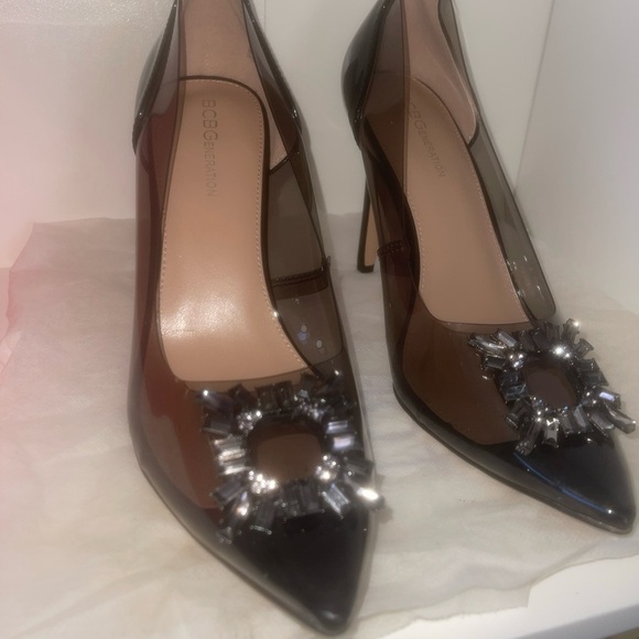 BCBGeneration Hillax Pump Heels Black Clear Size 10 One Rhinestone Missing! - Picture 3 of 14